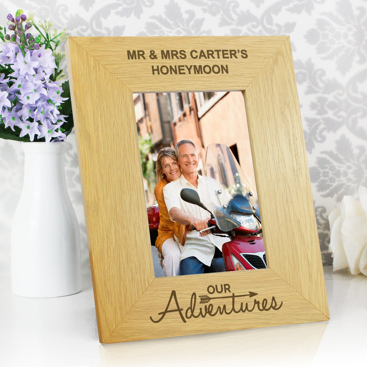 Personalised Our Adventures 6x4 Oak Finish Photo Frame - MK&JD Gifts