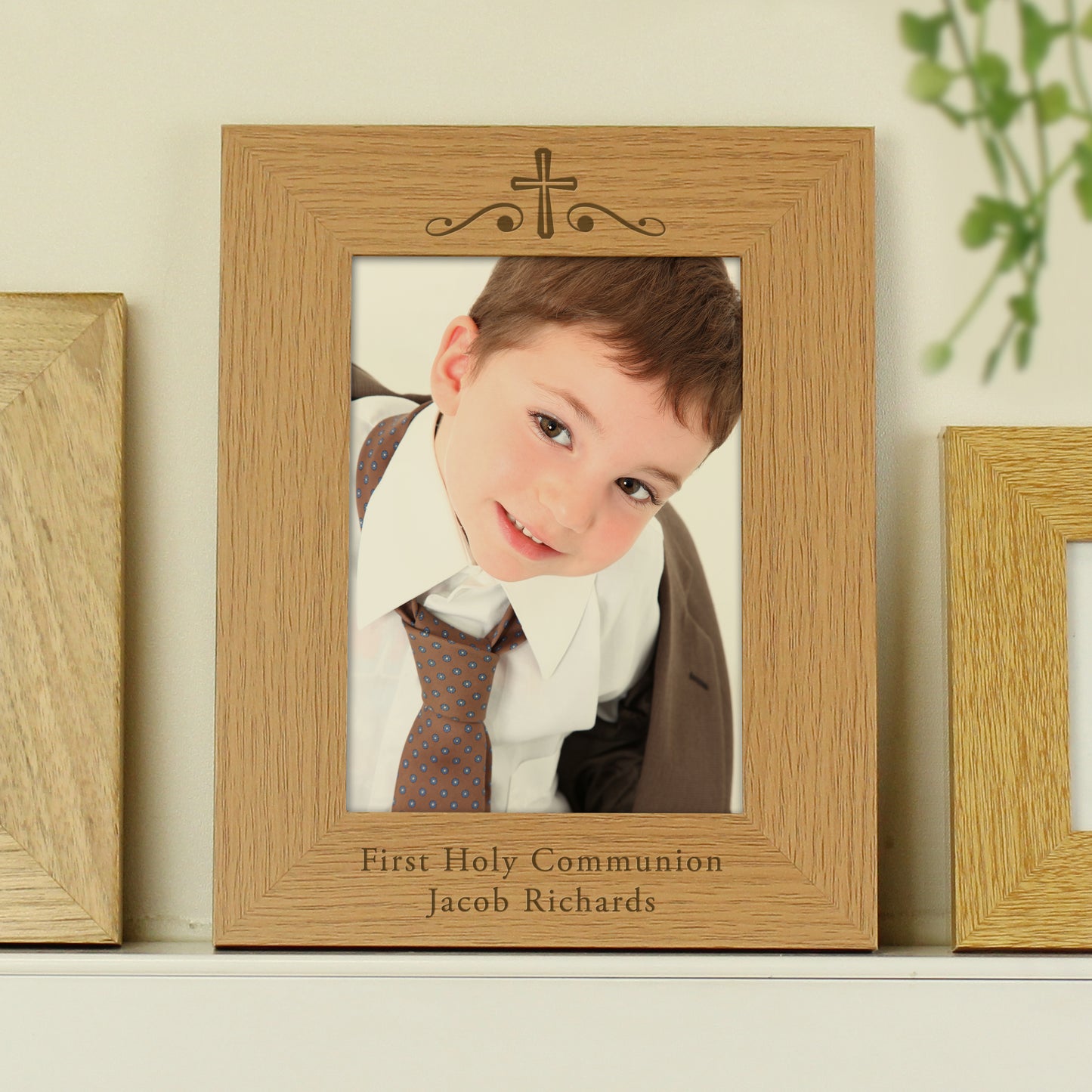 Personalised Religious Swirl 5x7 Oak Finish Photo Frame - MK&JD Gifts