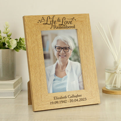 Personalised Life & Love 6x4 Oak Finish Photo Frame - MK&JD Gifts
