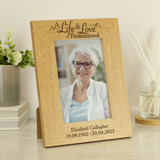 Personalised Life & Love 6x4 Oak Finish Photo Frame - MK&JD Gifts