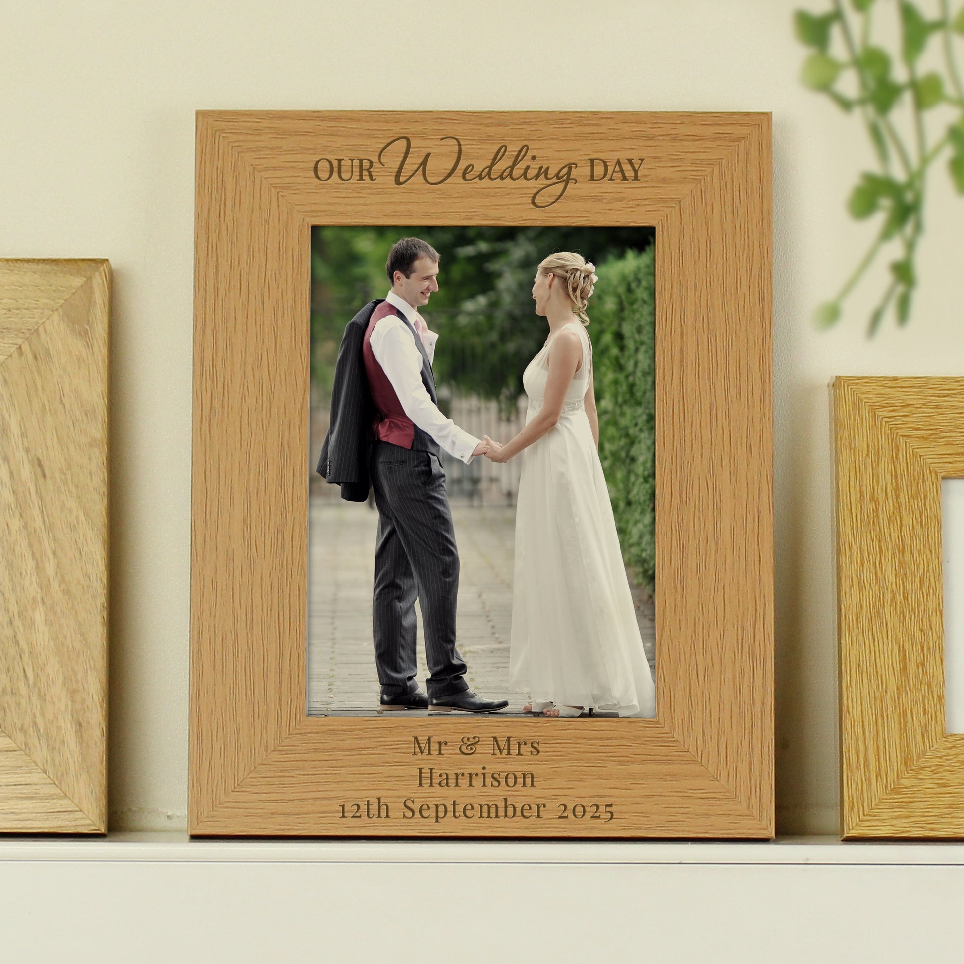 Personalised 'Our Wedding Day' 5x7 Oak Finish Photo Frame - MK&JD Gifts