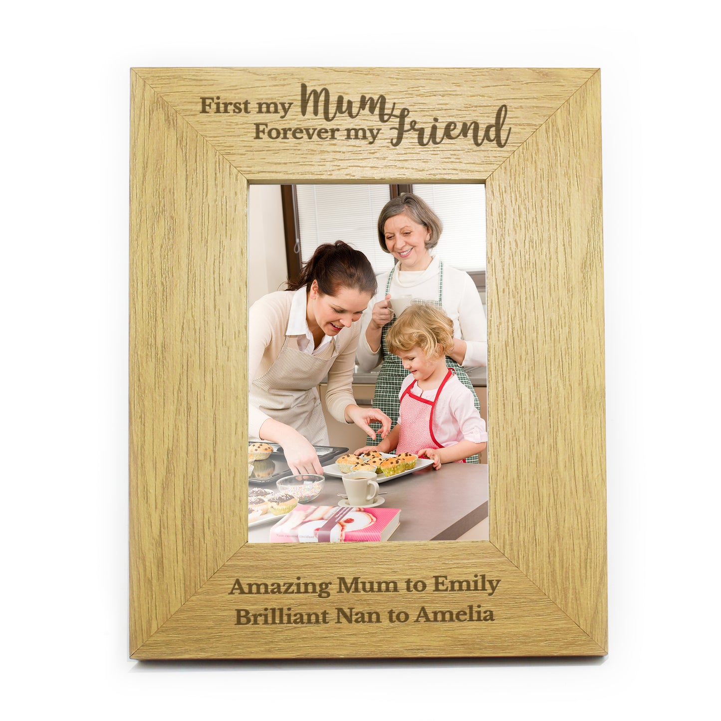 Personalised 'First My Mum Forever My Friend' 6x4 Oak Finish Photo Frame - MK&JD Gifts