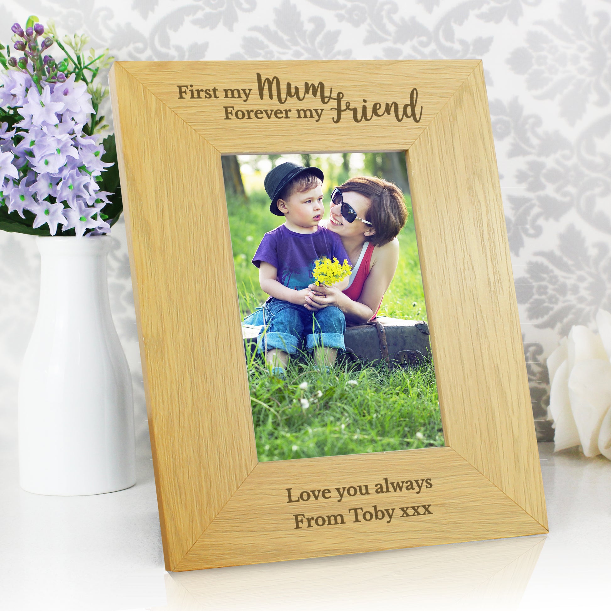 Personalised 'First My Mum Forever My Friend' 6x4 Oak Finish Photo Frame - MK&JD Gifts