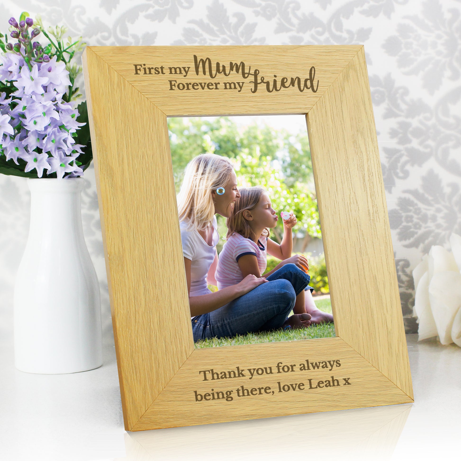 Personalised 'First My Mum Forever My Friend' 6x4 Oak Finish Photo Frame - MK&JD Gifts