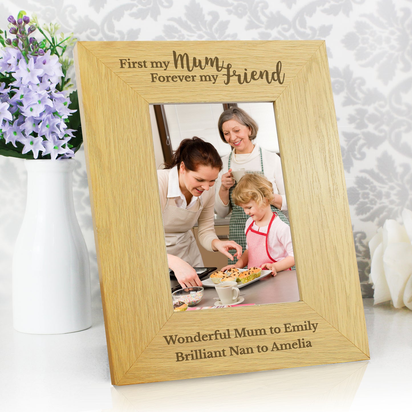 Personalised 'First My Mum Forever My Friend' 6x4 Oak Finish Photo Frame - MK&JD Gifts
