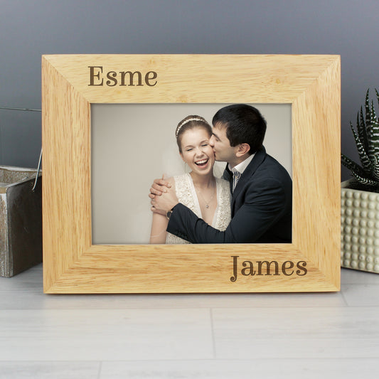 Personalised Couples 6x4 Oak Finish Photo Frame - MK&JD Gifts