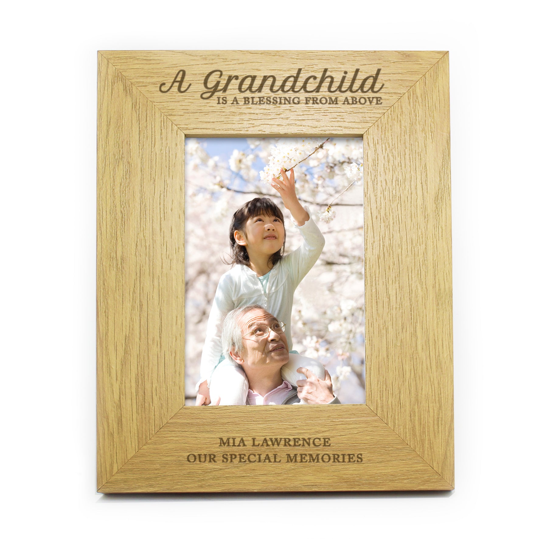 Personalised A Grandchild Is A Blessing 6x4 Oak Finish Photo Frame - MK&JD Gifts