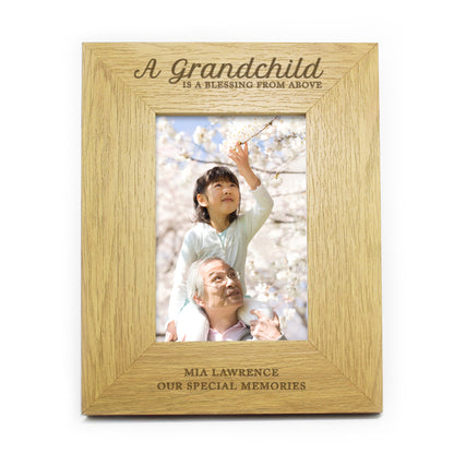 Personalised A Grandchild Is A Blessing 6x4 Oak Finish Photo Frame - MK&JD Gifts