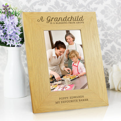 Personalised A Grandchild Is A Blessing 6x4 Oak Finish Photo Frame - MK&JD Gifts