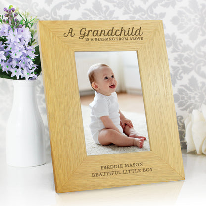Personalised A Grandchild Is A Blessing 6x4 Oak Finish Photo Frame - MK&JD Gifts