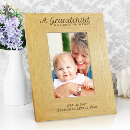 Personalised A Grandchild Is A Blessing 6x4 Oak Finish Photo Frame - MK&JD Gifts