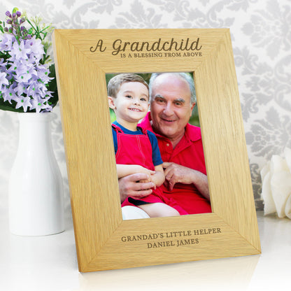Personalised A Grandchild Is A Blessing 6x4 Oak Finish Photo Frame - MK&JD Gifts