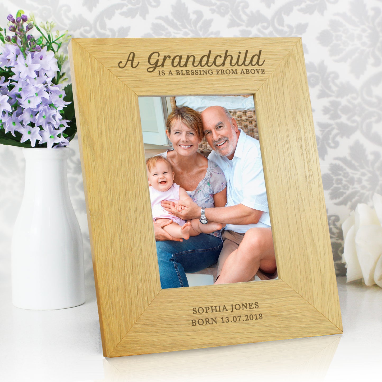 Personalised A Grandchild Is A Blessing 6x4 Oak Finish Photo Frame - MK&JD Gifts