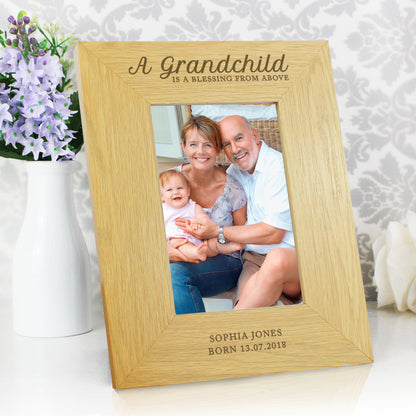 Personalised A Grandchild Is A Blessing 6x4 Oak Finish Photo Frame - MK&JD Gifts