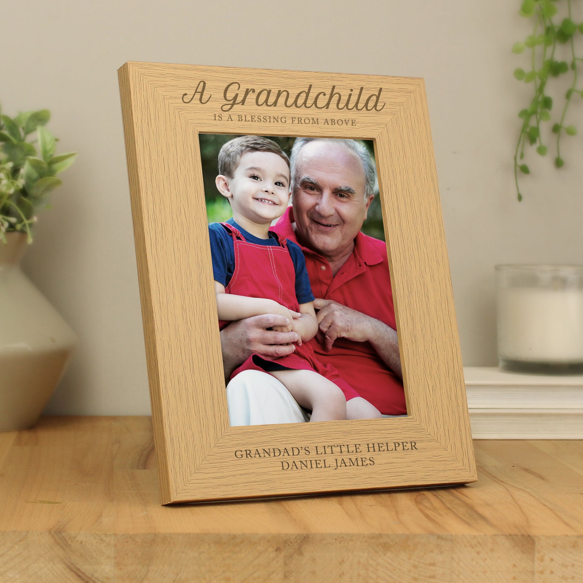 Personalised 'A Grandchild is a Blessing' 5x7 Oak Finish Photo Frame - MK&JD Gifts