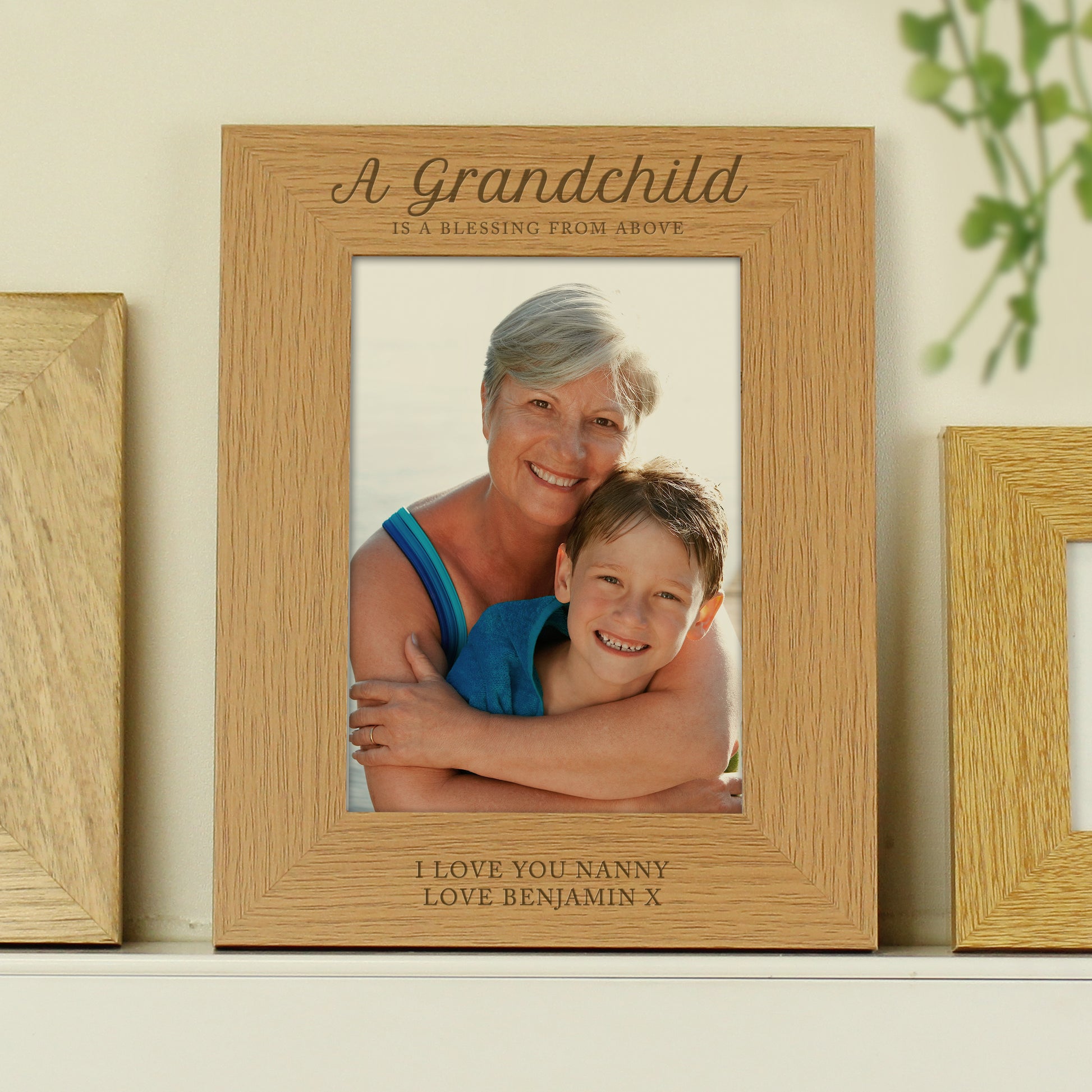 Personalised 'A Grandchild is a Blessing' 5x7 Oak Finish Photo Frame - MK&JD Gifts