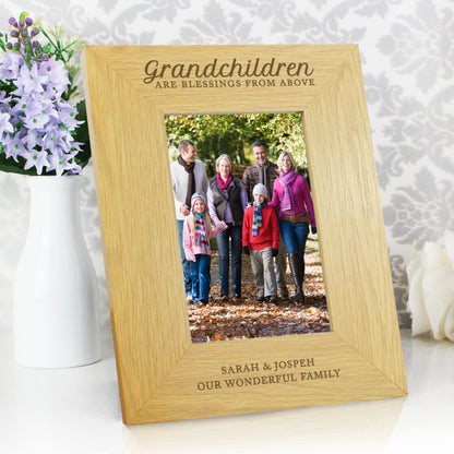 Personalised Grandchildren Are A Blessing 6x4 Oak Finish Photo Frame - MK&JD Gifts
