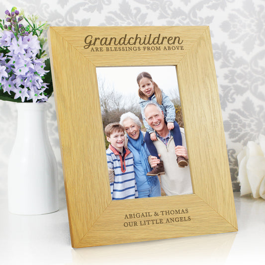 Personalised Grandchildren Are A Blessing 6x4 Oak Finish Photo Frame - MK&JD Gifts