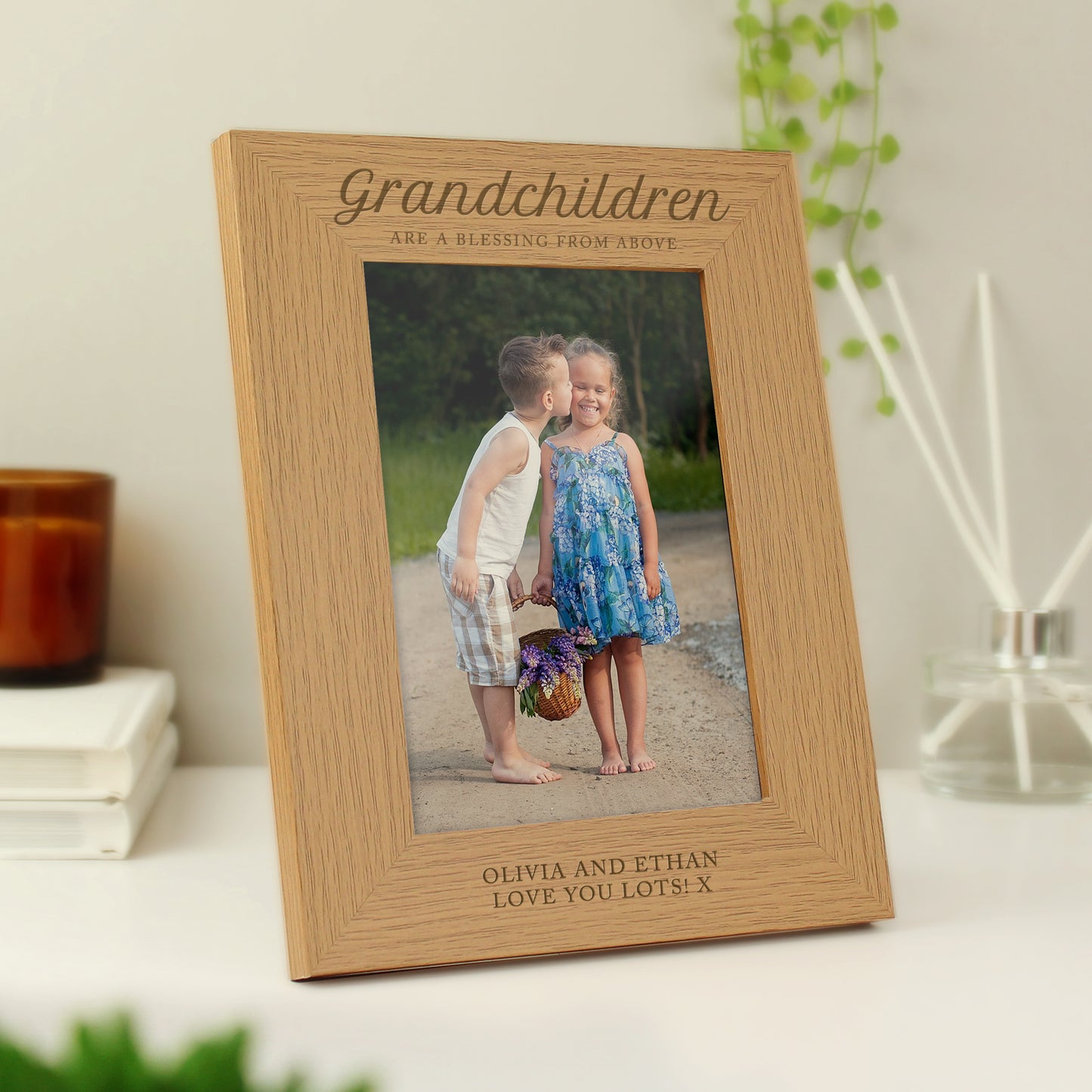 Personalised 'Grandchildren are a Blessing' 5x7 Oak Finish Photo Frame - MK&JD Gifts