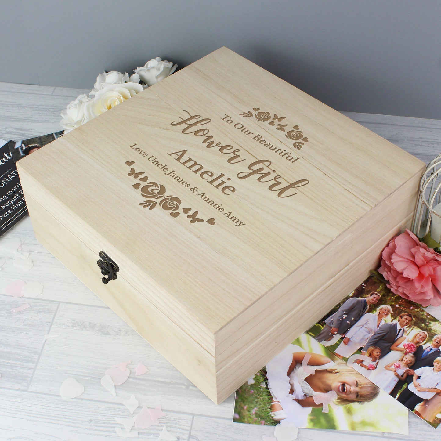 Personalised Floral Engraved Keepsake Box - MK&JD Gifts