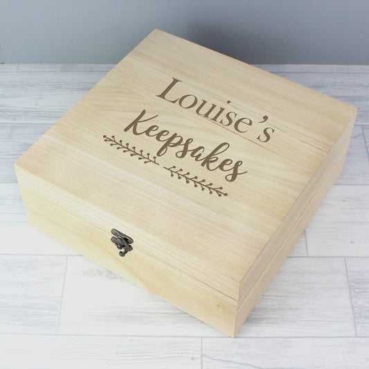 Personalised Floral Large Wooden Keepsake Box - MK&JD Gifts