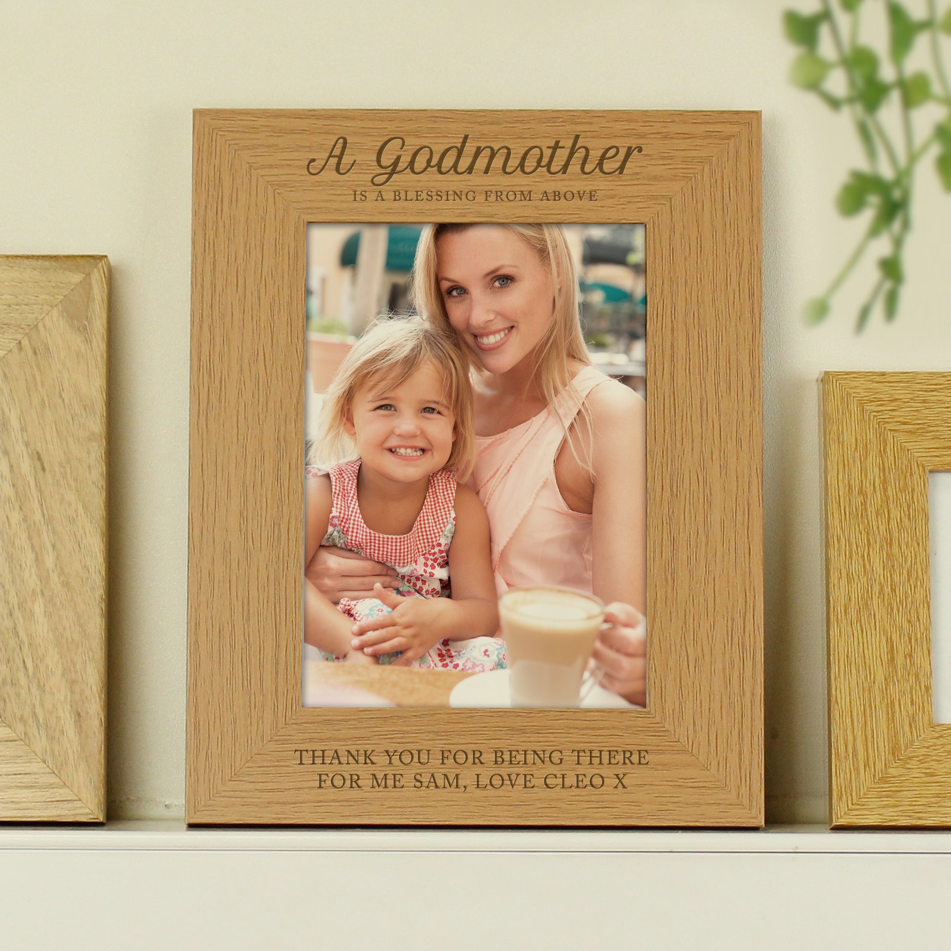 Personalised Godmother 5x7 Oak Finish Photo Frame - MK&JD Gifts