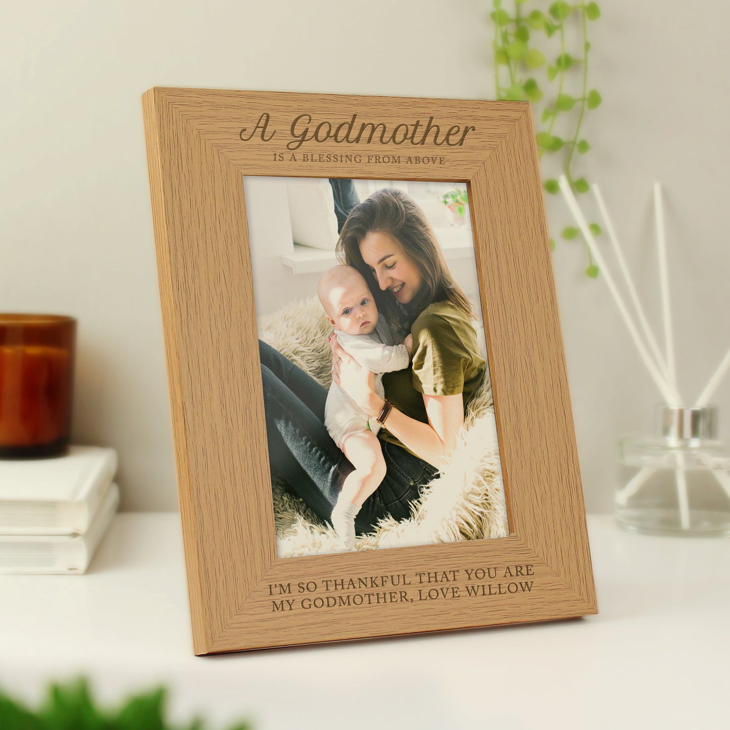 Personalised Godmother 5x7 Oak Finish Photo Frame - MK&JD Gifts