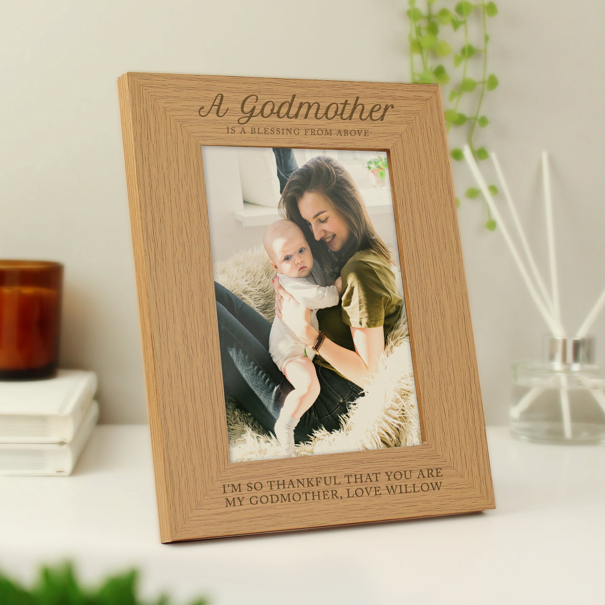Personalised Godmother 5x7 Oak Finish Photo Frame - MK&JD Gifts