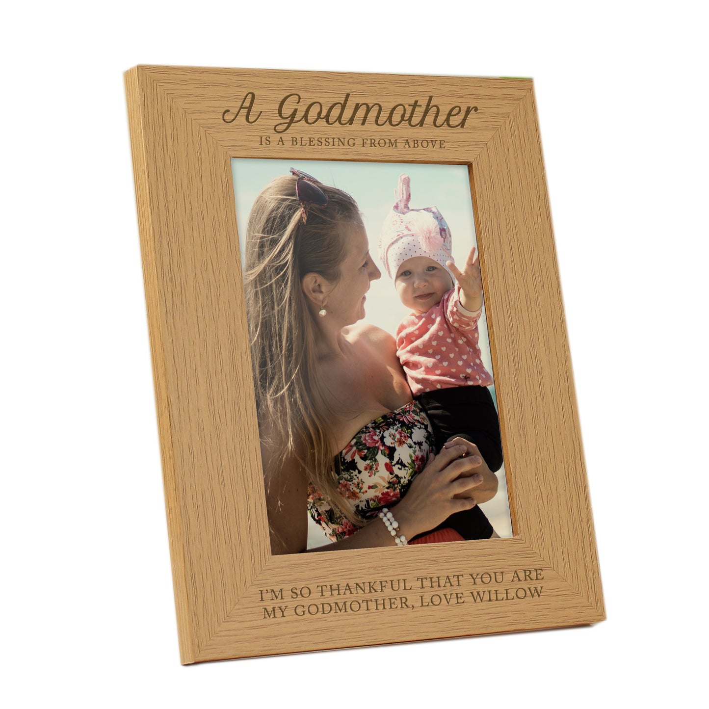Personalised Godmother 5x7 Oak Finish Photo Frame - MK&JD Gifts
