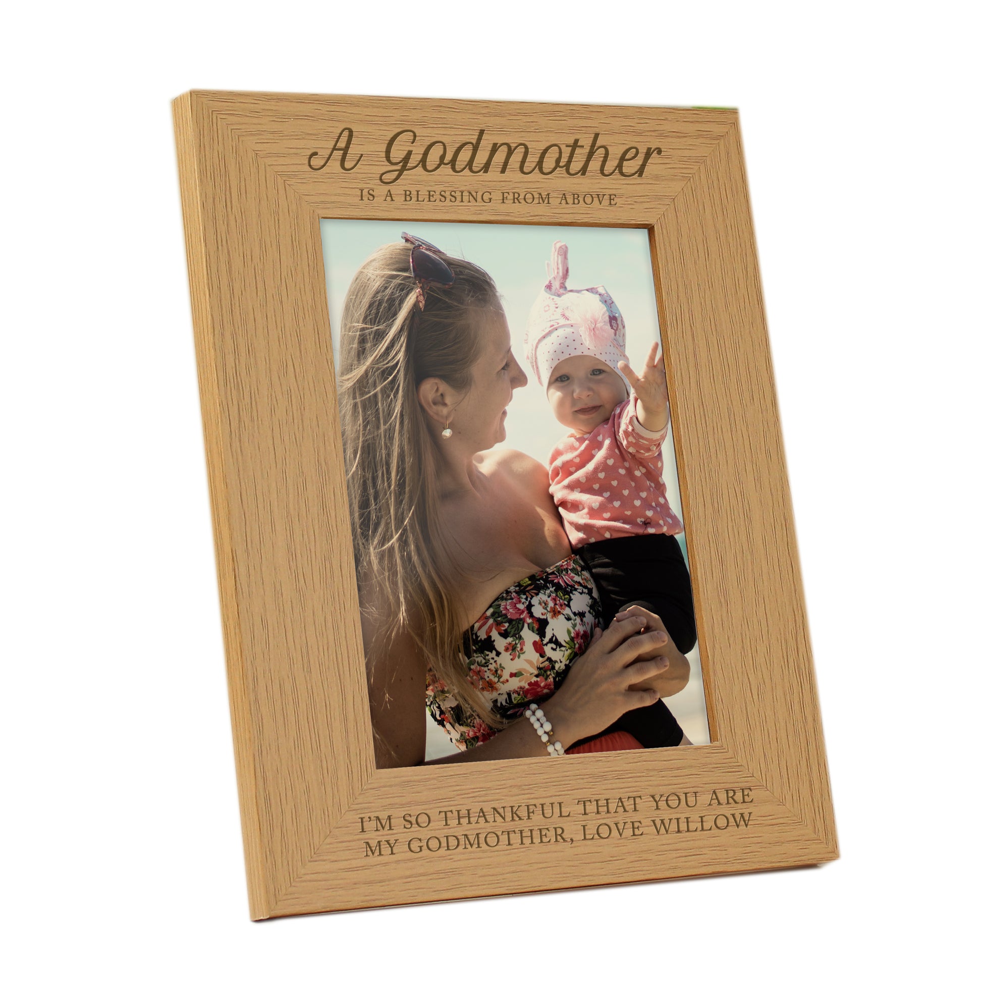 Personalised Godmother 5x7 Oak Finish Photo Frame - MK&JD Gifts