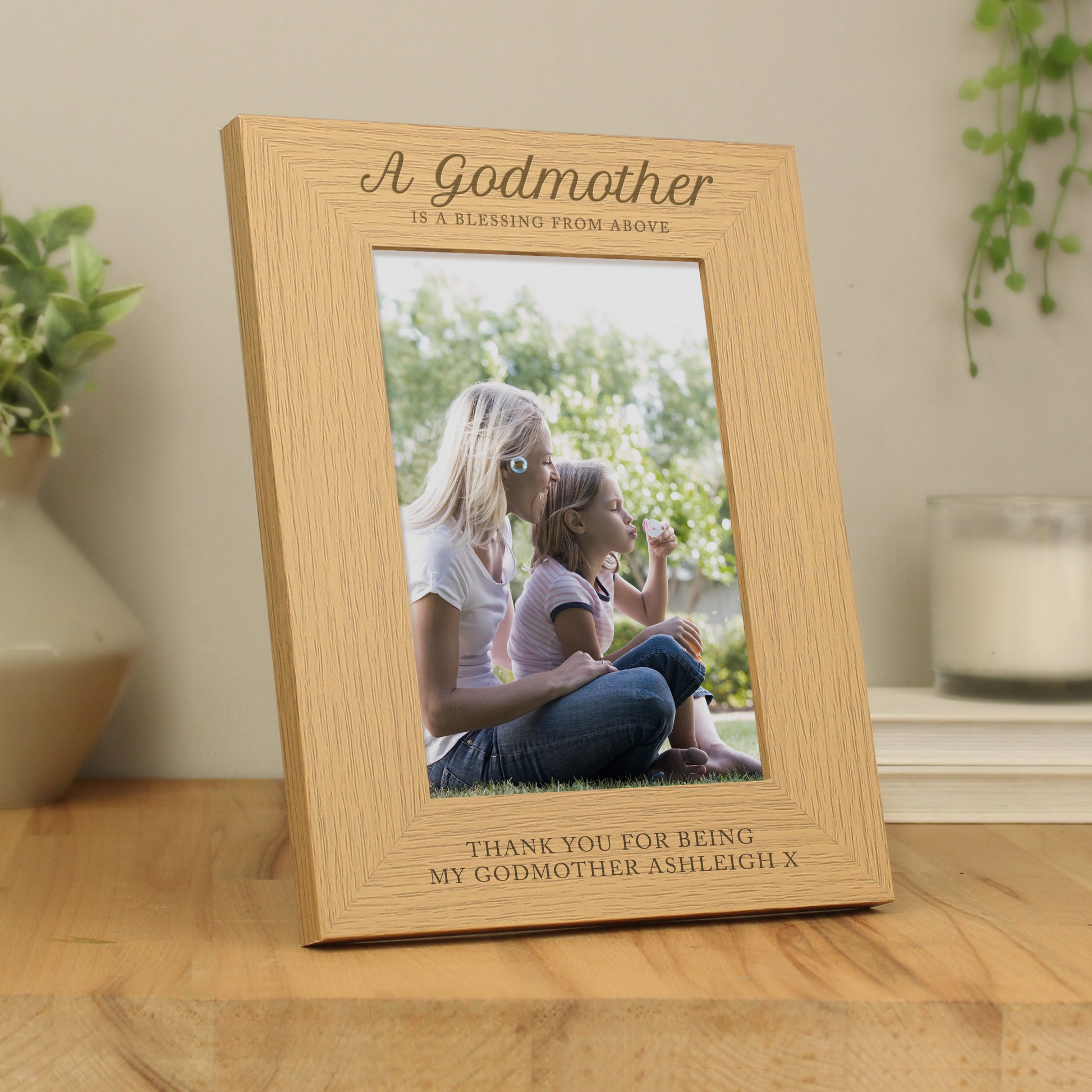 Personalised Godmother 5x7 Oak Finish Photo Frame - MK&JD Gifts