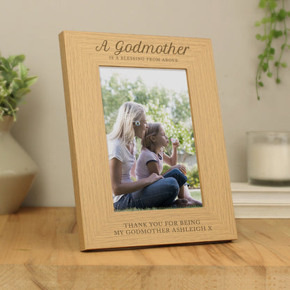 Personalised Godmother 5x7 Oak Finish Photo Frame - MK&JD Gifts