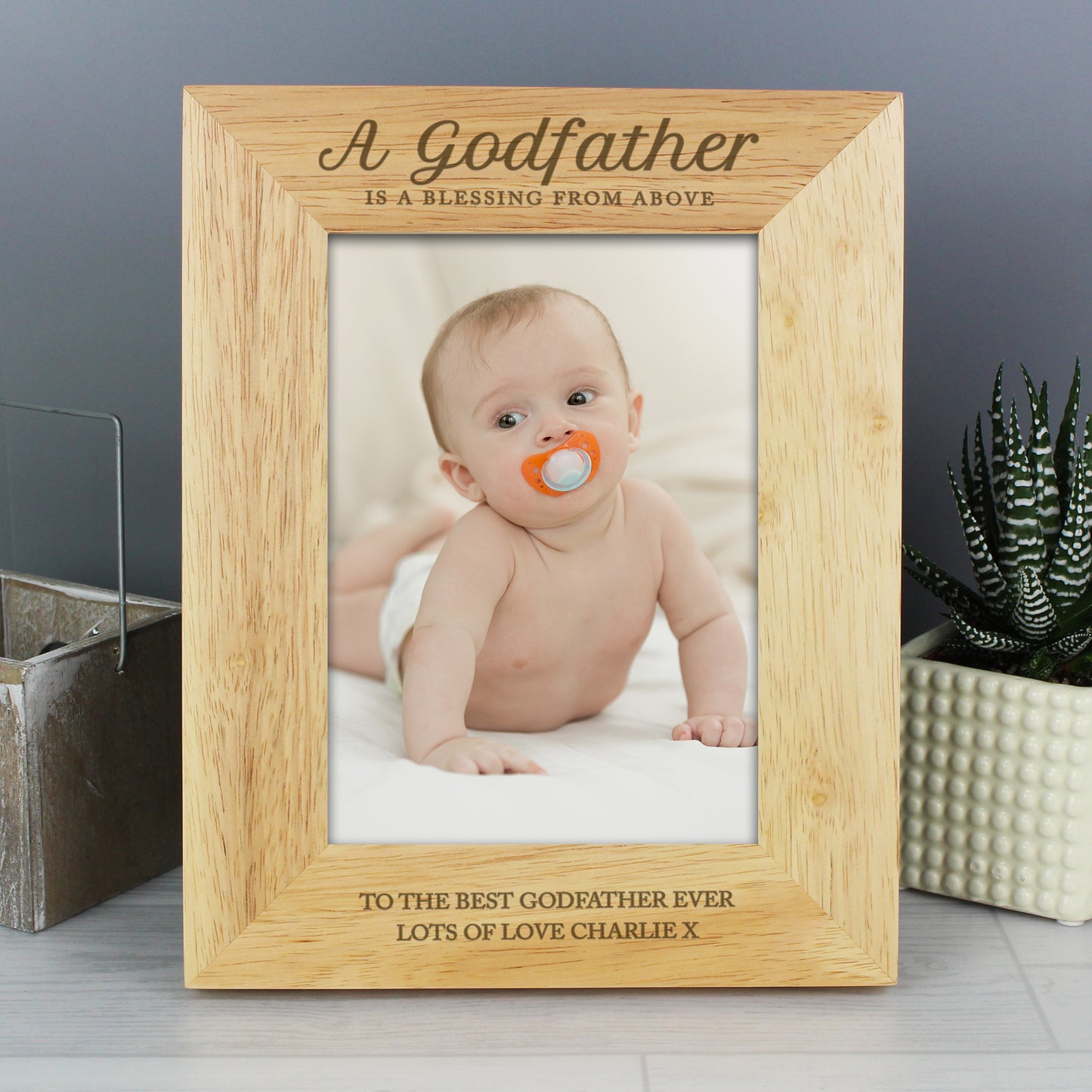 Personalised Godfather 5x7 Oak Finish Photo Frame - MK&JD Gifts