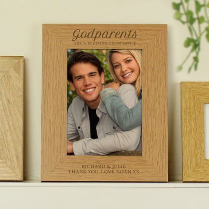 Personalised Godparents 5x7 Oak Finish Photo Frame - MK&JD Gifts