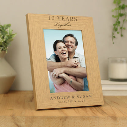 Personalised Anniversary 5x7 Oak Finish Photo Frame - MK&JD Gifts