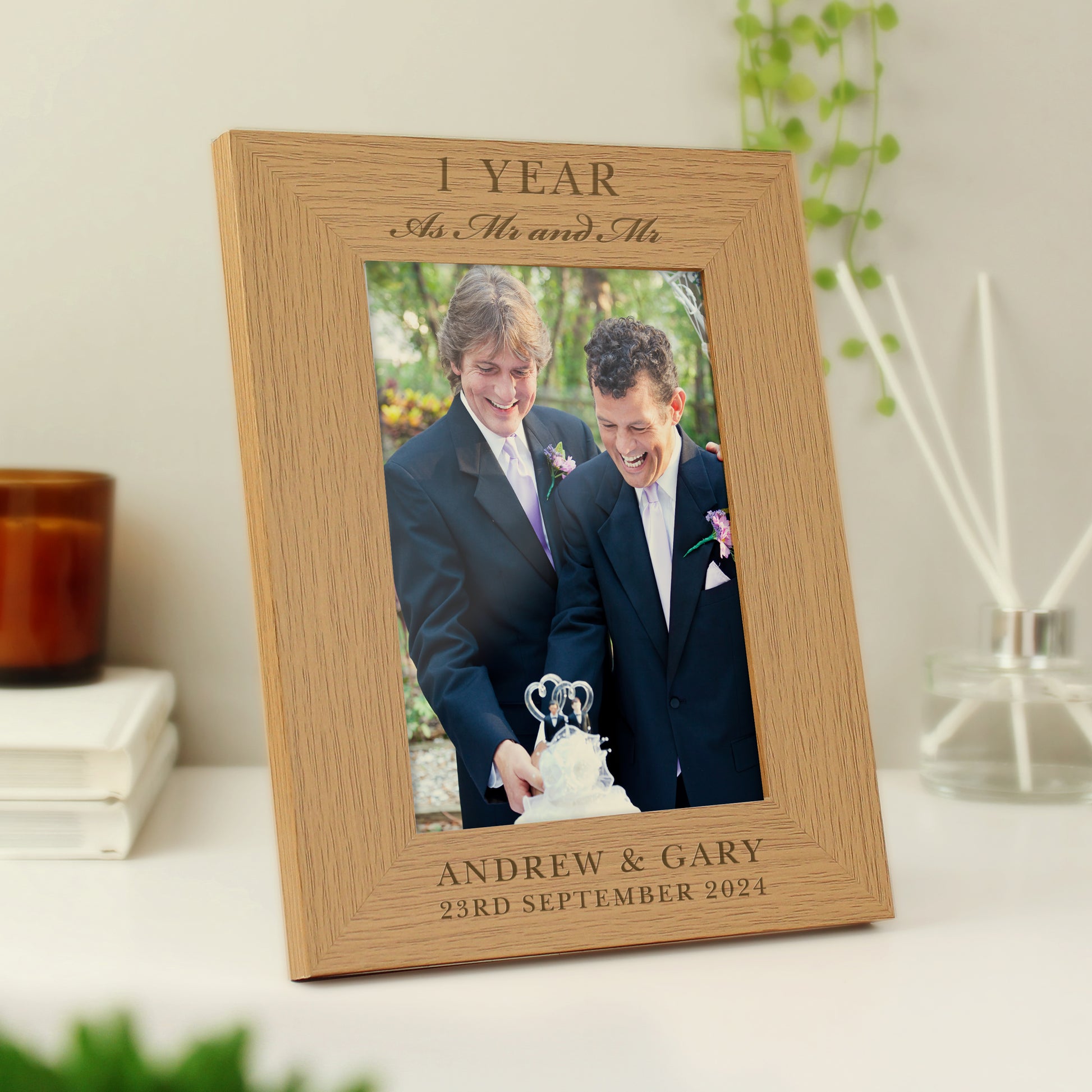 Personalised Anniversary 5x7 Oak Finish Photo Frame - MK&JD Gifts