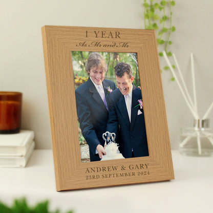 Personalised Anniversary 5x7 Oak Finish Photo Frame - MK&JD Gifts