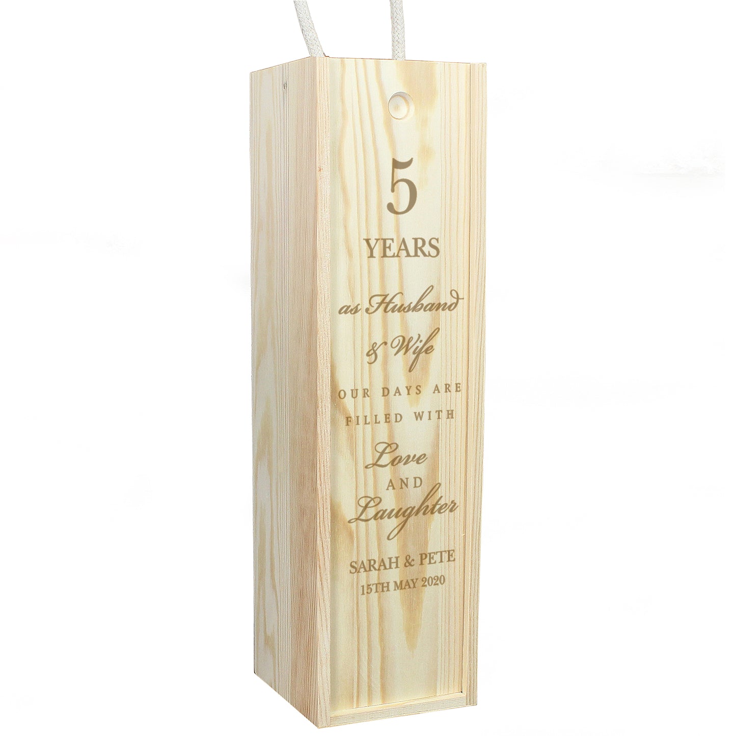 Personalised Anniversary Wooden Wine Bottle Box - MK&JD Gifts