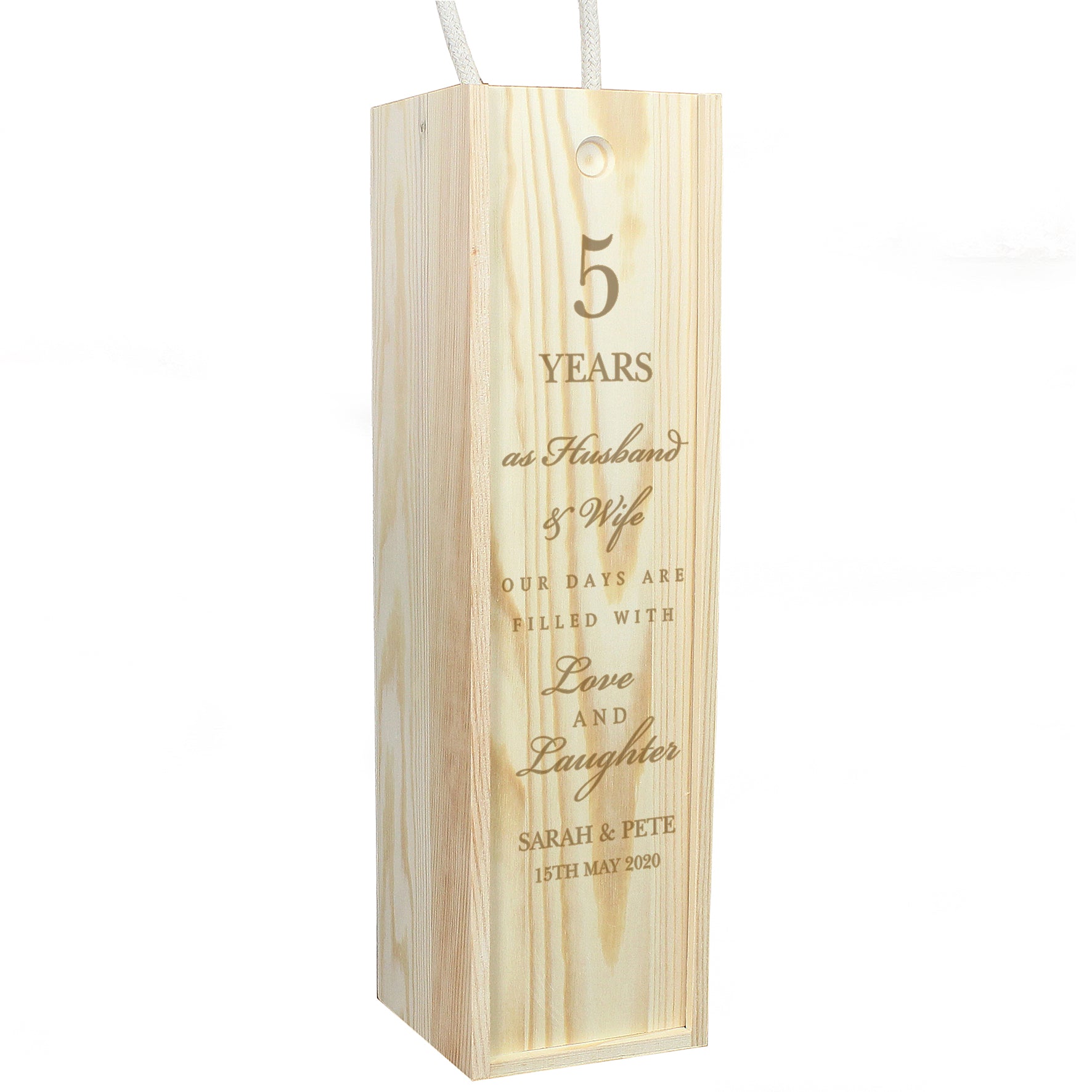 Personalised Anniversary Wooden Wine Bottle Box - MK&JD Gifts