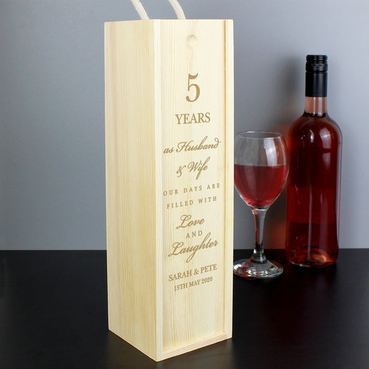 Personalised Anniversary Wooden Wine Bottle Box - MK&JD Gifts