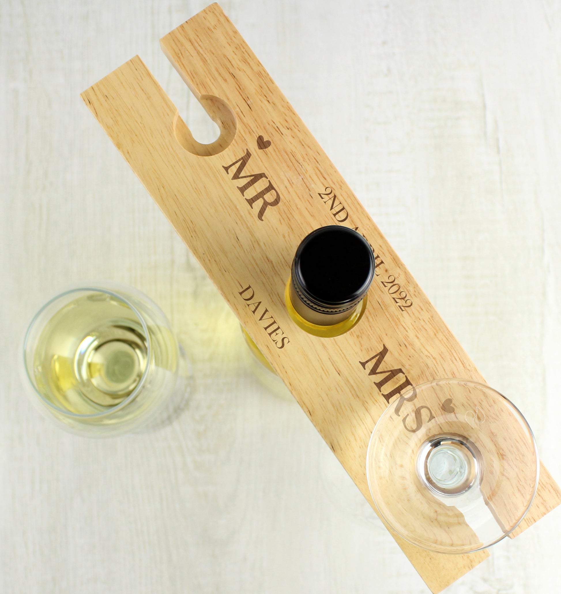 Personalised Married Couple Wine Glass & Bottle Holder - MK&JD Gifts