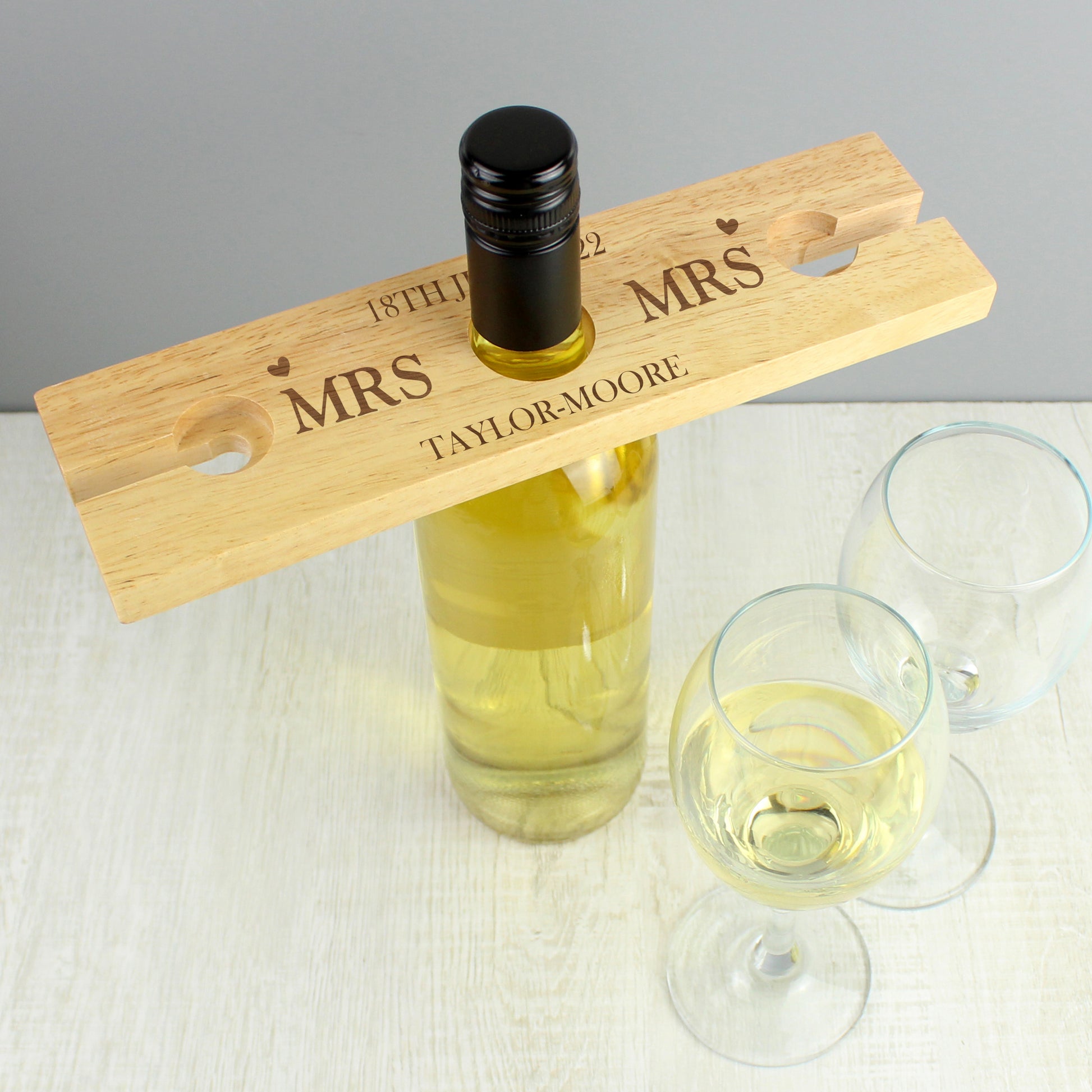 Personalised Married Couple Wine Glass & Bottle Holder - MK&JD Gifts