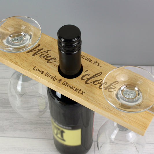 Personalised 'Wine O'clock' Wine Glass & Bottle Holder - MK&JD Gifts
