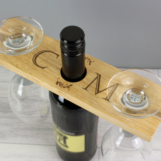 Personalised 'Initials' Wine Glass & Bottle Holder - MK&JD Gifts