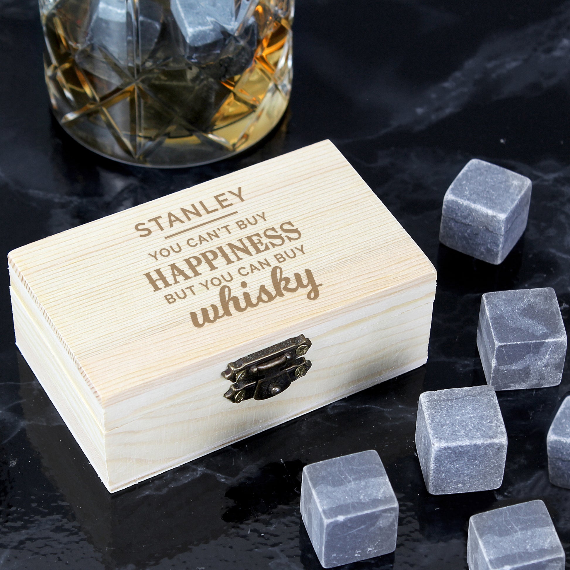 Personalised Happiness Whisky Stones - MK&JD Gifts