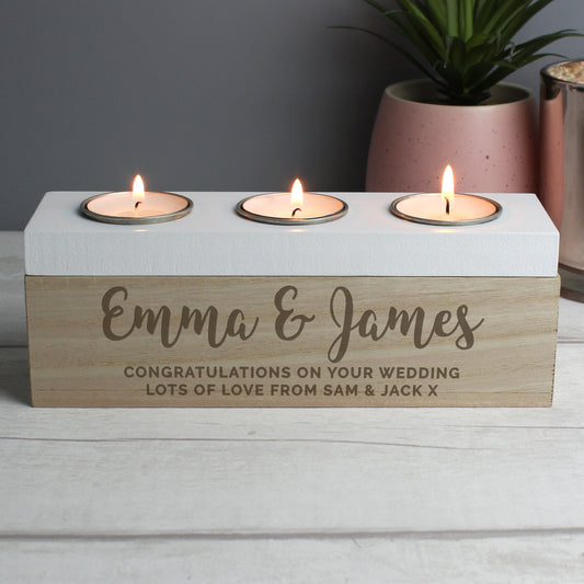 Personalised Free Text Triple Tea Light Box - MK&JD Gifts