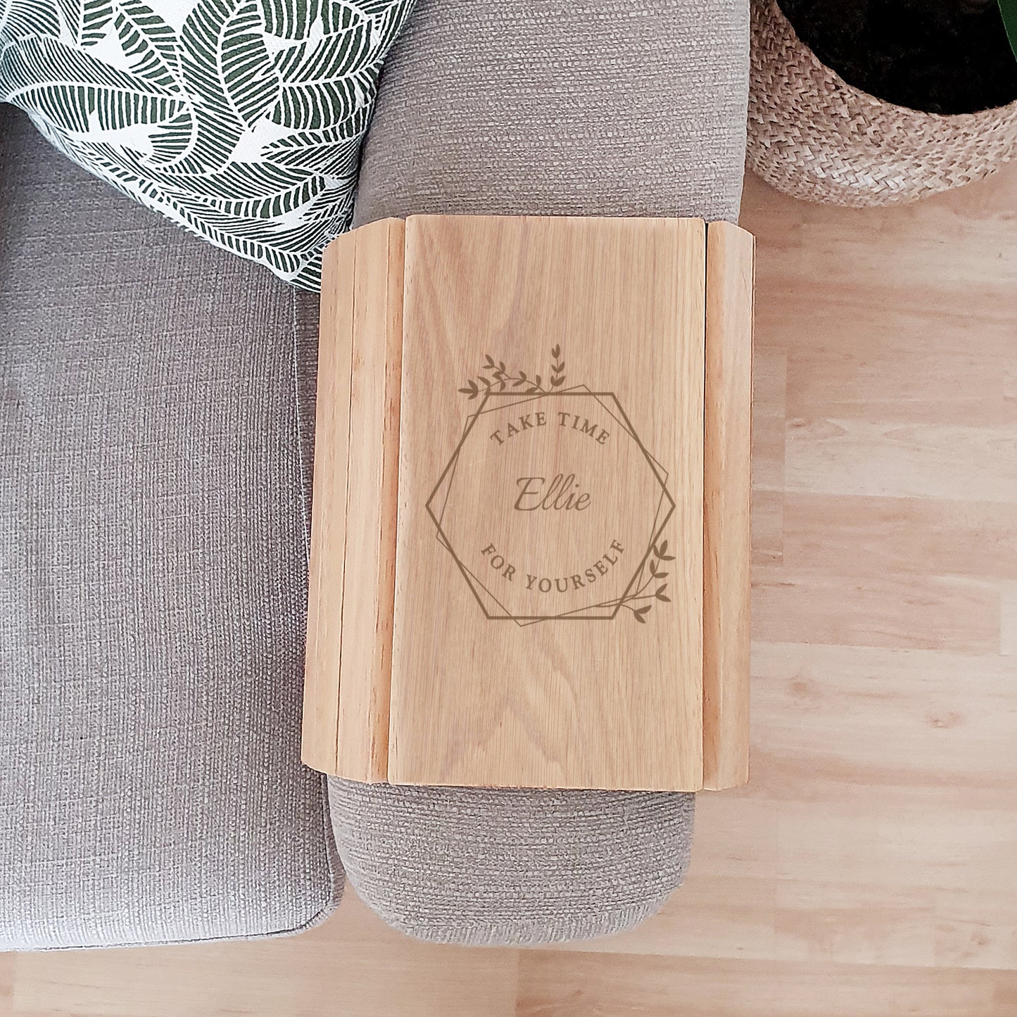Personalised Take Time For Yourself Wooden Sofa Tray - MK&JD Gifts