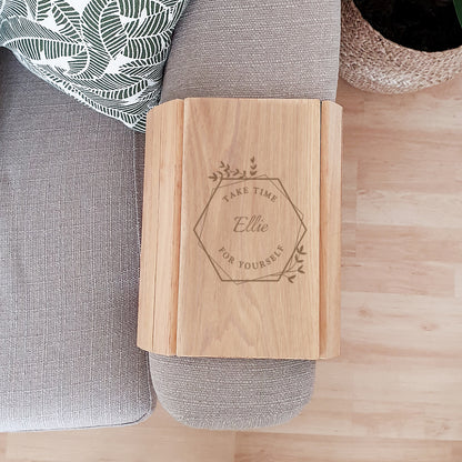 Personalised Take Time For Yourself Wooden Sofa Tray - MK&JD Gifts