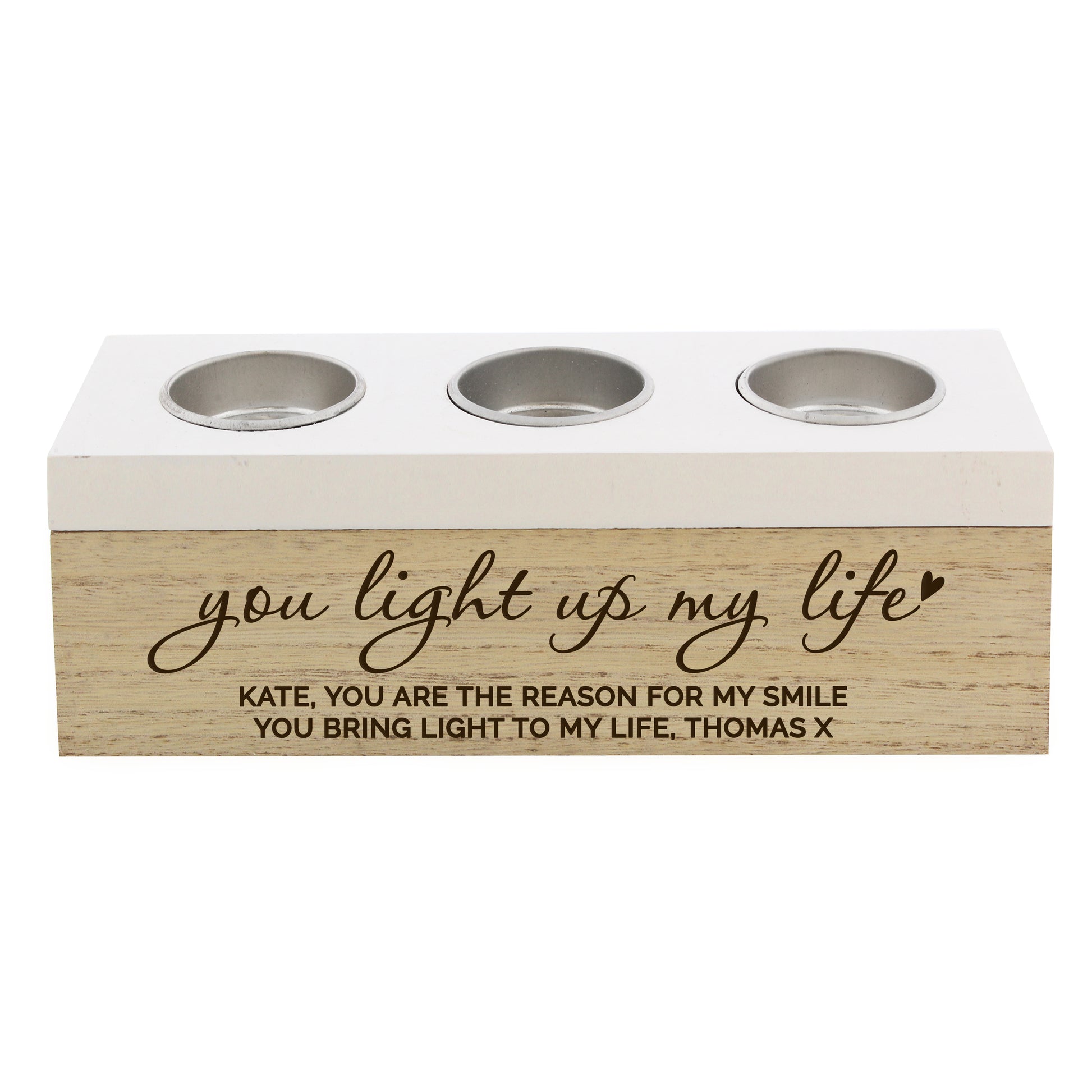 Personalised You Light Up My Life Triple Tea Light Box - MK&JD Gifts