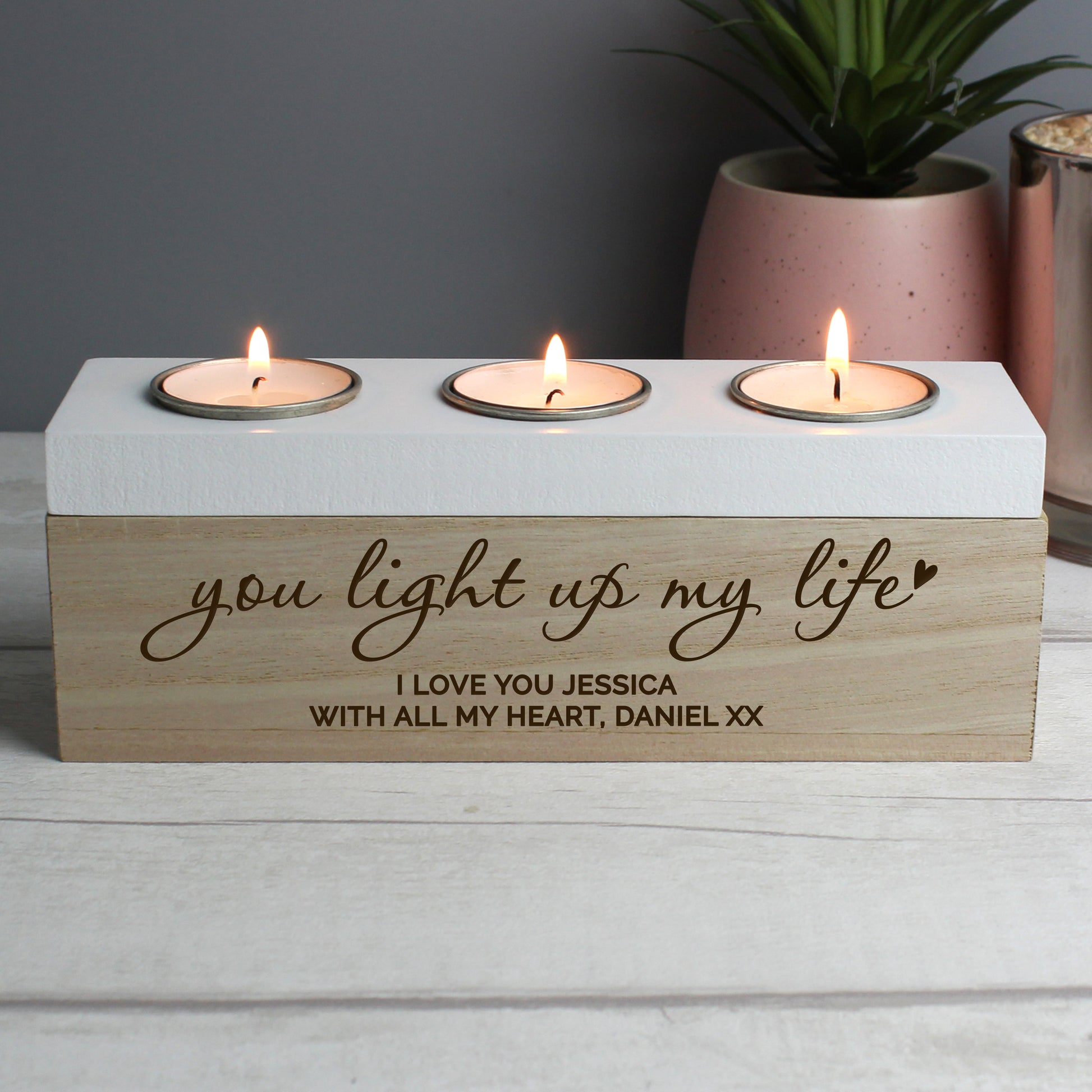 Personalised You Light Up My Life Triple Tea Light Box - MK&JD Gifts